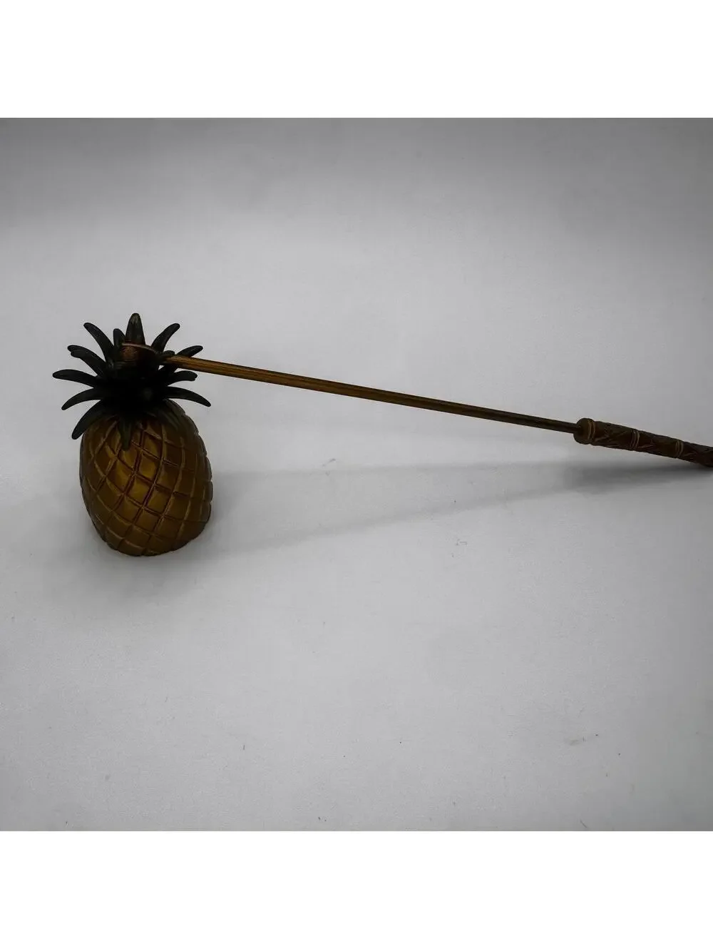 Vintage Brass Pineapple Candle Snuffer, 7 Inch Tropical Decor Accessory